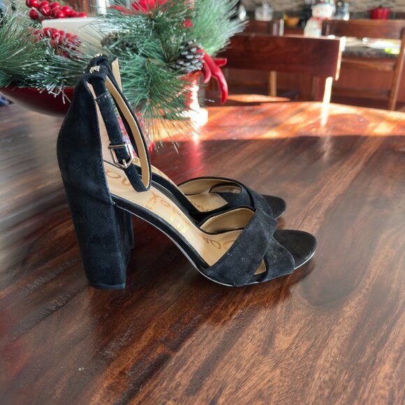 Sam Edelman Black Suede Chunky Heel Sandals – Size 9.5 – 4" Block Heel - Picture 5 of 7